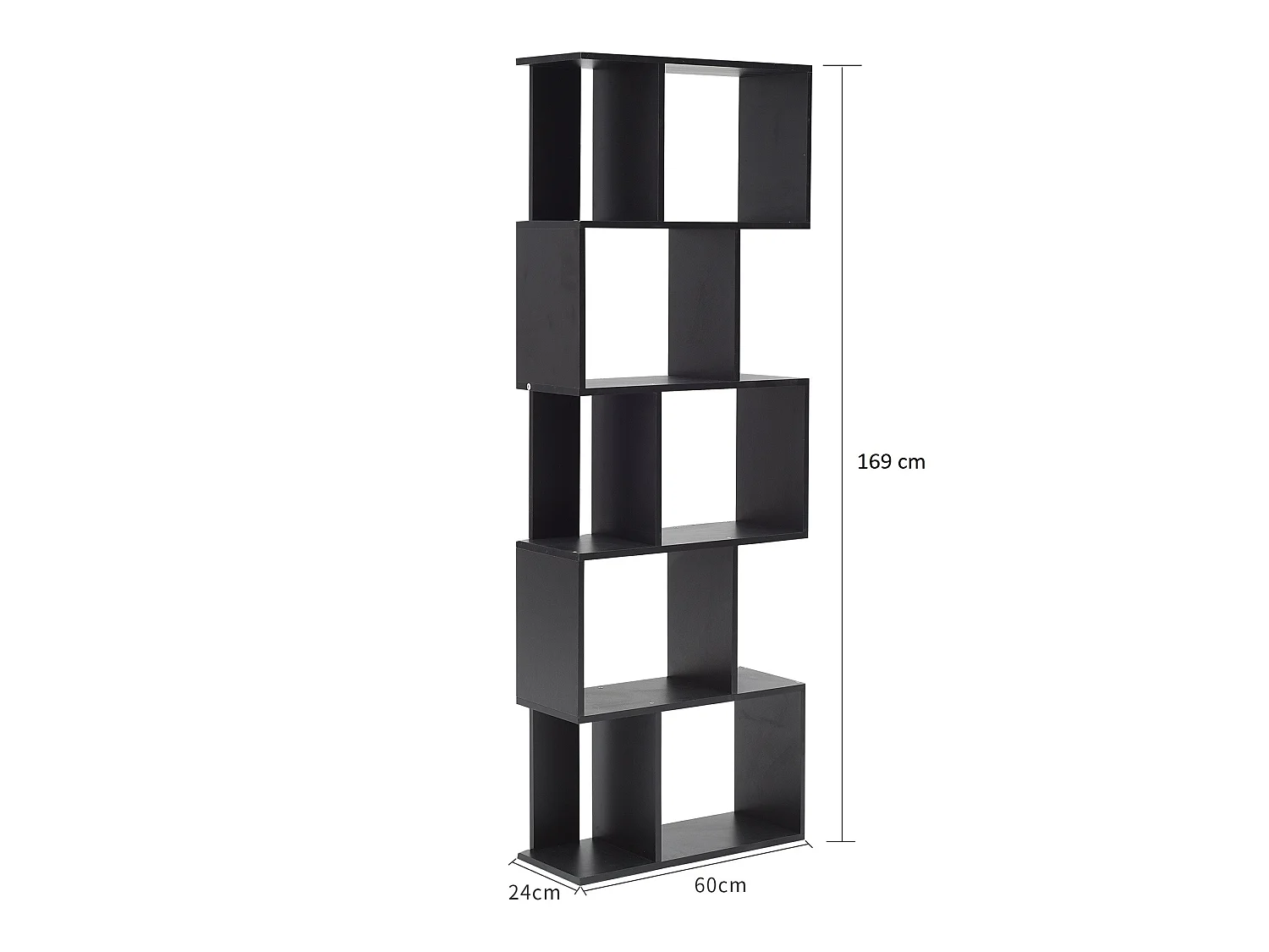 Bibliotheque Etageres Bois Noir Design Moderne 172,5x60x24
