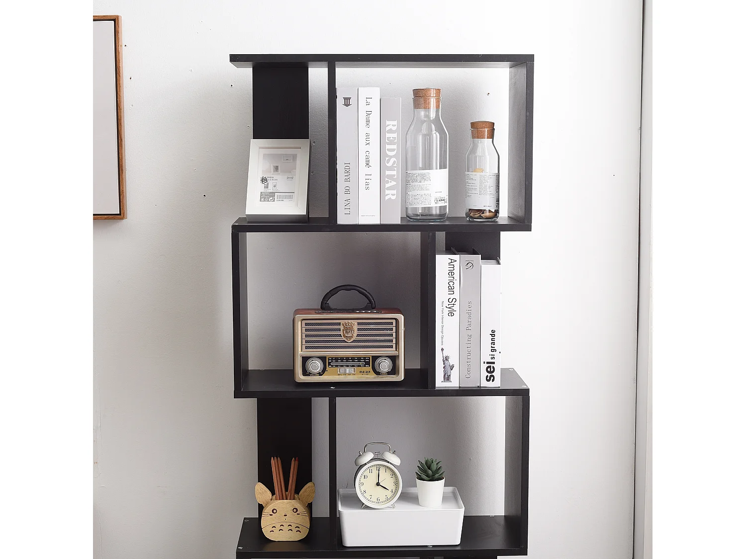 Libreria Scaffale 5 Ripiani Legno Nero Stile Moderno 172,5x60x24