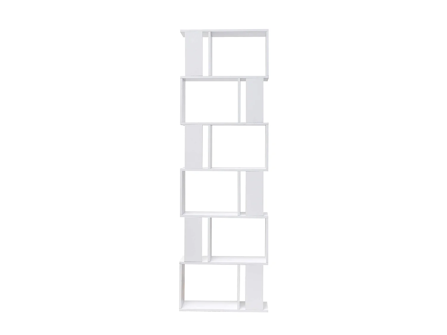 Scaffale Libreria Bianca Moderna con 6 Ripiani in Legno per Ufficio Soggiorno