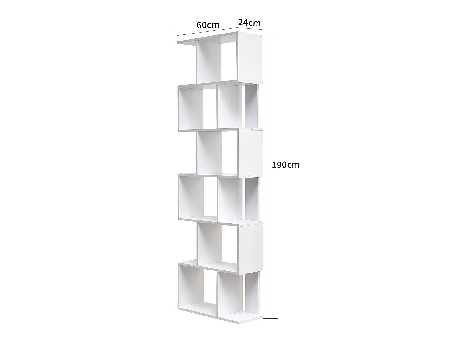 Scaffale Libreria Bianca Moderna con 6 Ripiani in Legno per Ufficio Soggiorno