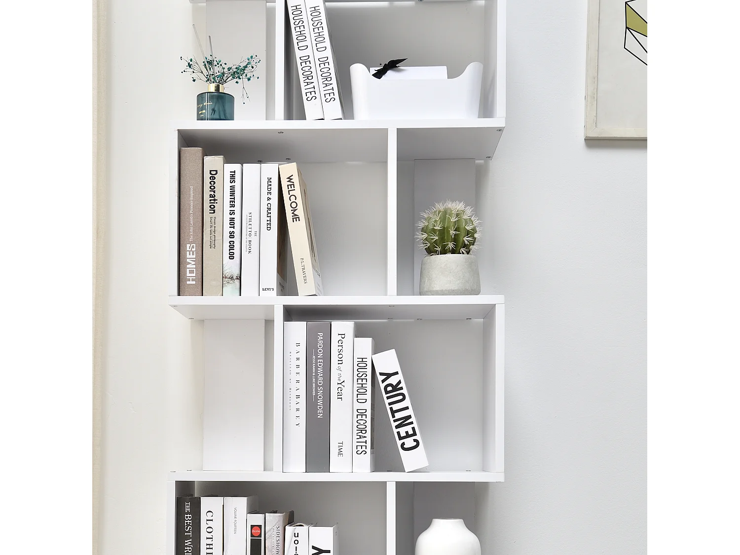 Bibliothèque Blanche moderne avec 6 étagères en Bois Bureau Salon