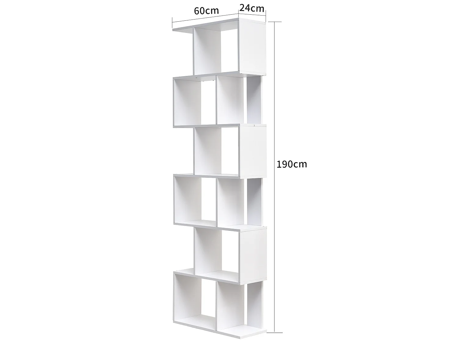 Bibliothèque Blanche moderne avec 6 étagères en Bois Bureau Salon