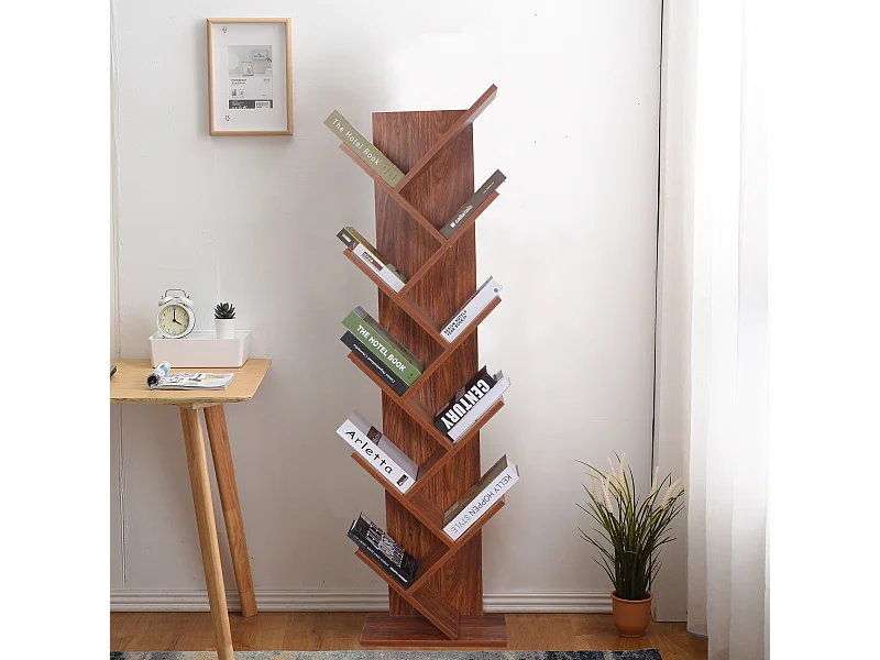 Scaffale Libri Libreria 10 Mensole Mdf Marrone Noce 160x44,5x22