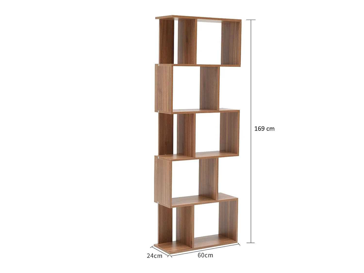 Bibliothèque Etagère 5 Etagères Marron Moderne Bois 172,5x60x24,5