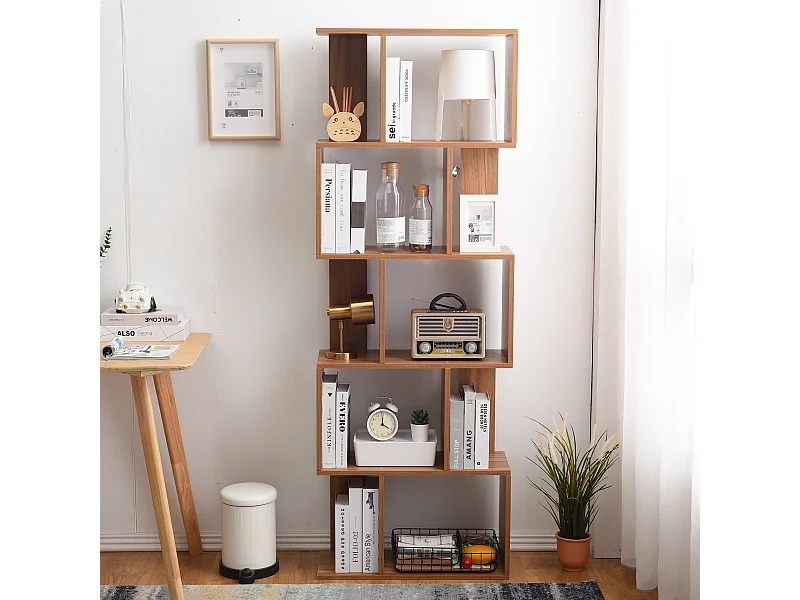 Scaffale Libreria 5 Mensole Marrone Moderna Legno 172,5x60x24,5