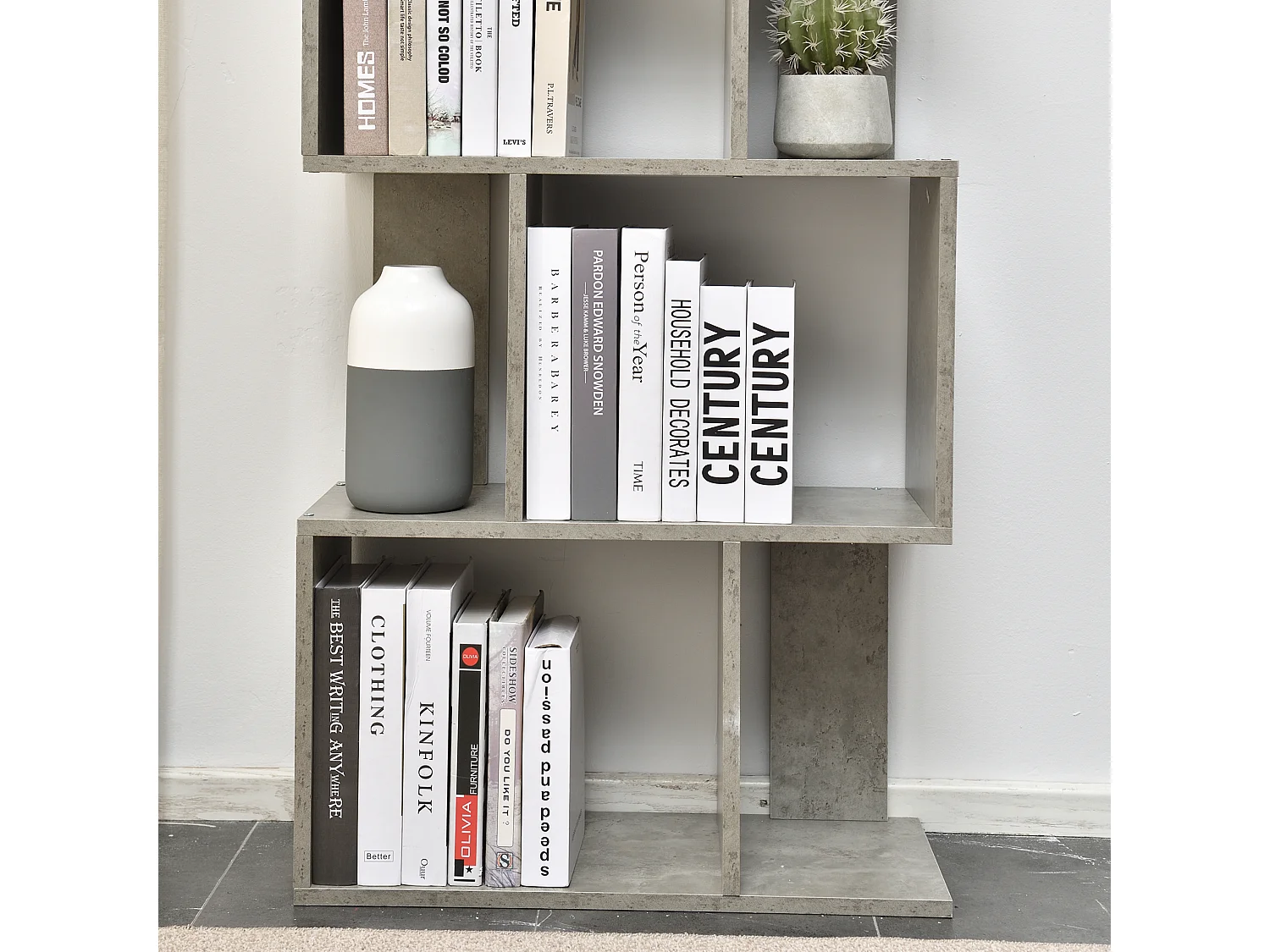 Libreria Moderna Scaffale 5 Ripiani in Legno Grigio da Soggiorno Ufficio