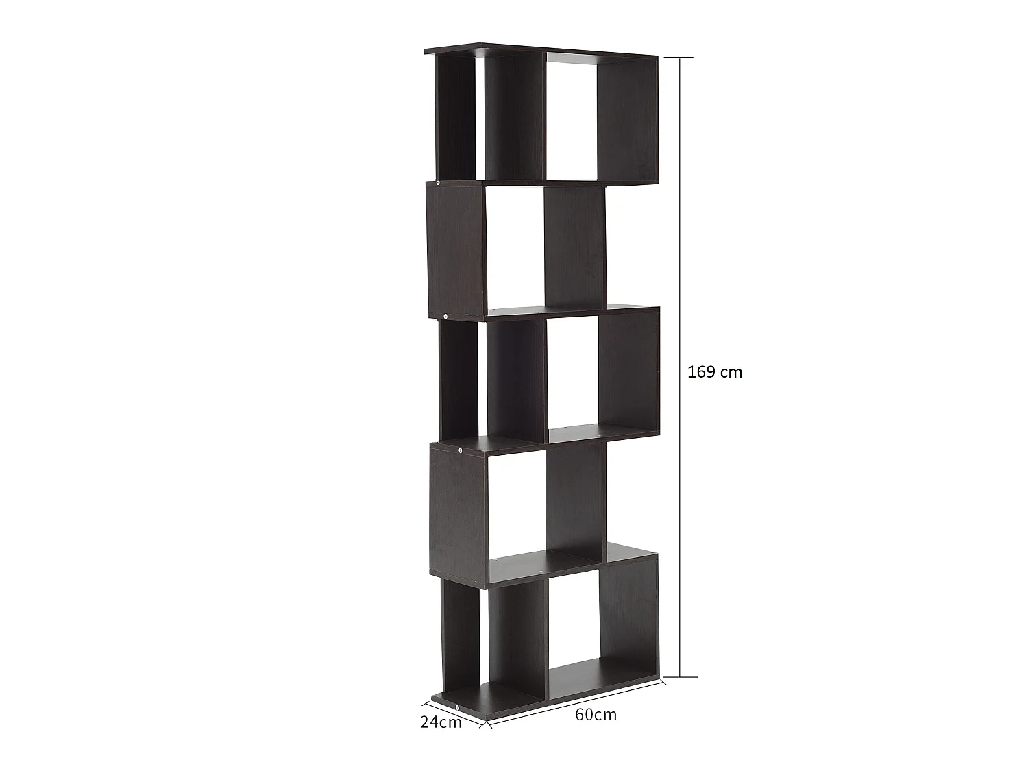 Libreria Scaffale Legno 5 Ripiani Marrone Wenge 172,5x60x24,5