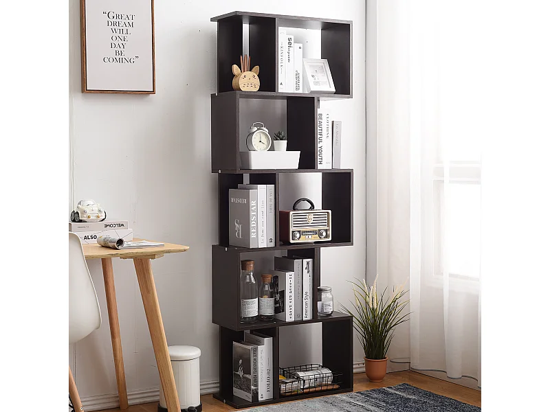Libreria Scaffale Legno 5 Ripiani Marrone Wenge 172,5x60x24,5