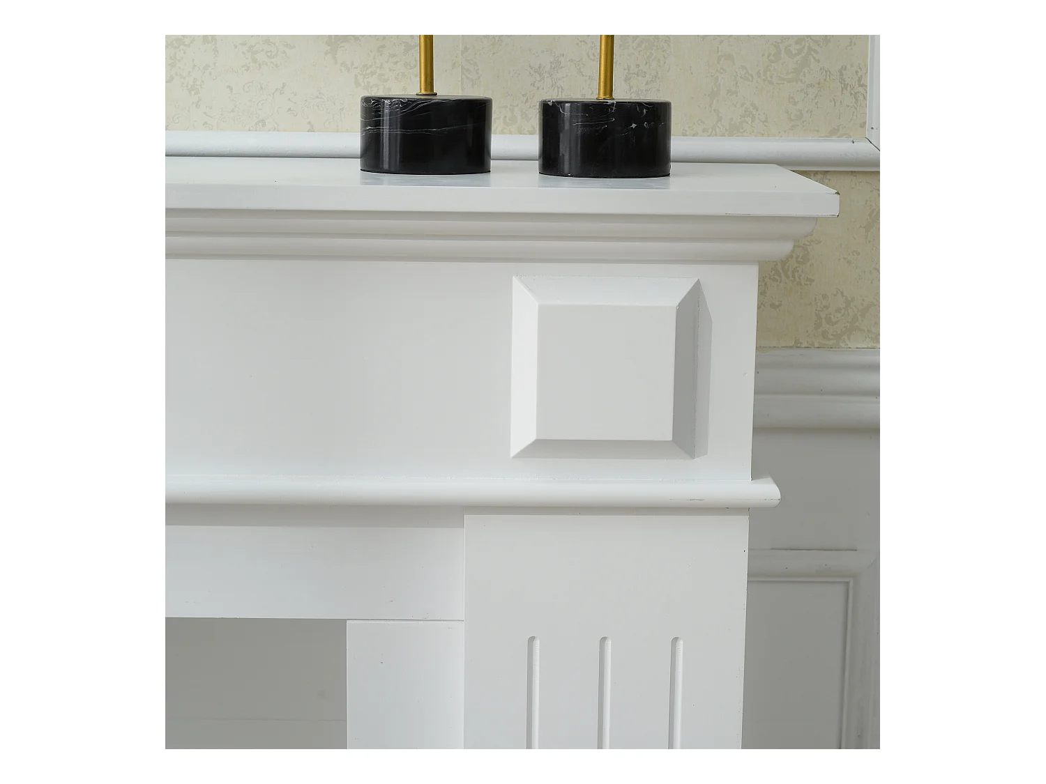 Cadre Decoratif Cheminée Decorative Bois Blanc 100x109x26