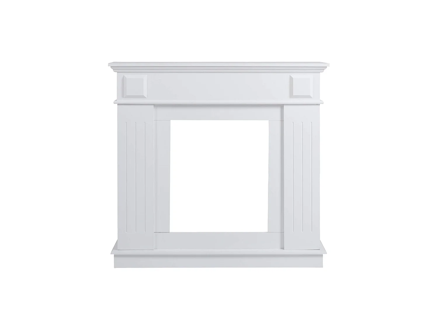 Cornice Decorativa Camino Finto Legno Bianco Classico 100x109x26