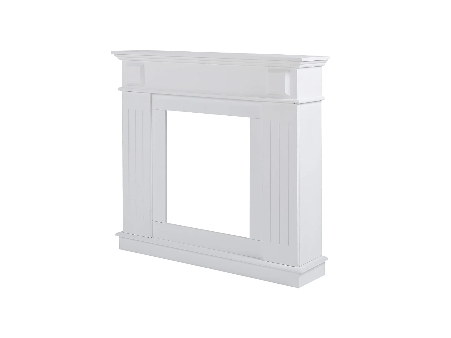 Cornice Decorativa Camino Finto Legno Bianco Classico 100x109x26