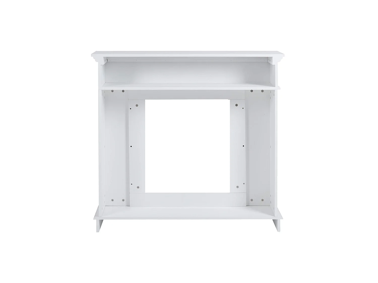 Cornice Decorativa Camino Finto Legno Bianco Classico 100x109x26