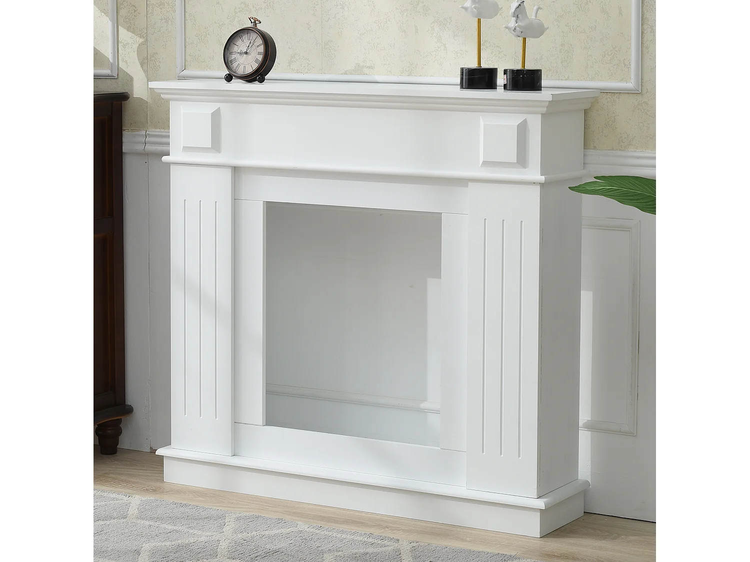 Marco Chiminea Decorativa Madera Blanco Retro 100x109x26