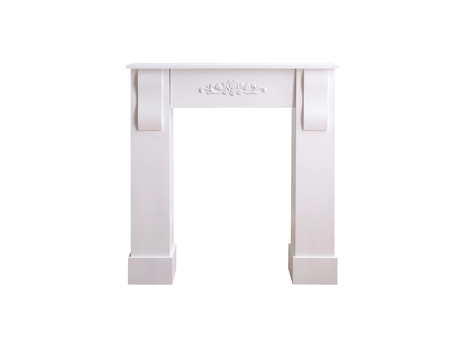 Cornice Camino Bianco Decorazione Floreale Classico 92x93x22,5