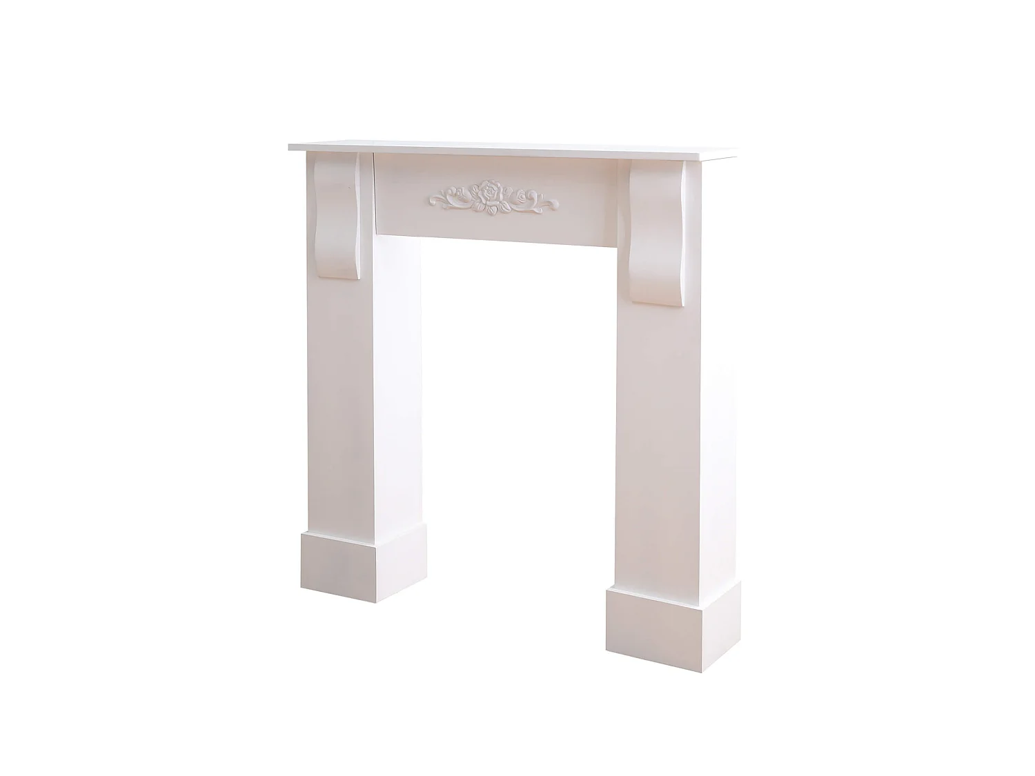 Cornice Camino Bianco Decorazione Floreale Classico 92x93x22,5