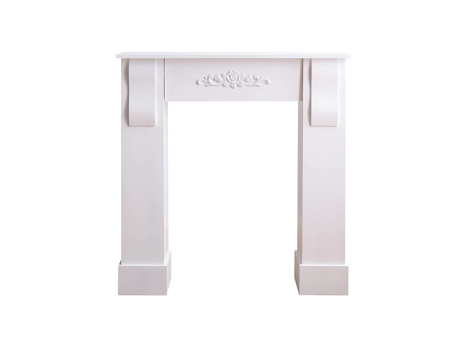 Cornice Camino Bianco Decorazione Floreale Classico 92x93x22,5