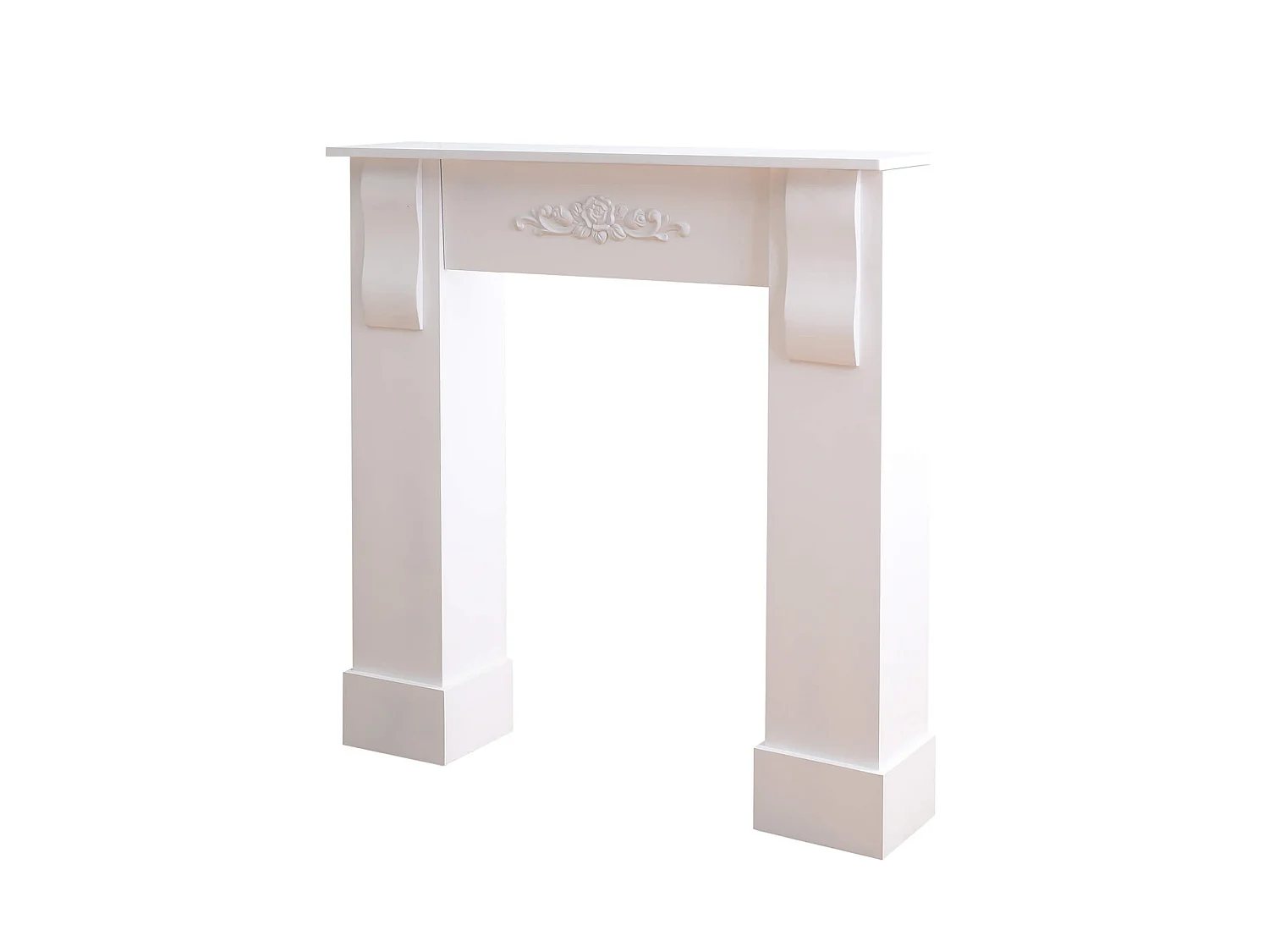 Cornice Camino Bianco Decorazione Floreale Classico 92x93x22,5