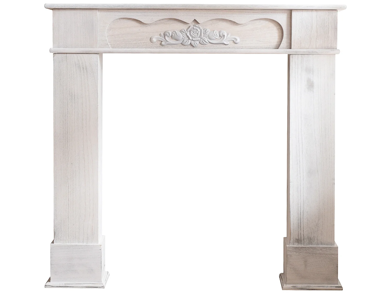 Cornice Decorativa Caminetto Legno Bianco Classico 99x104x21