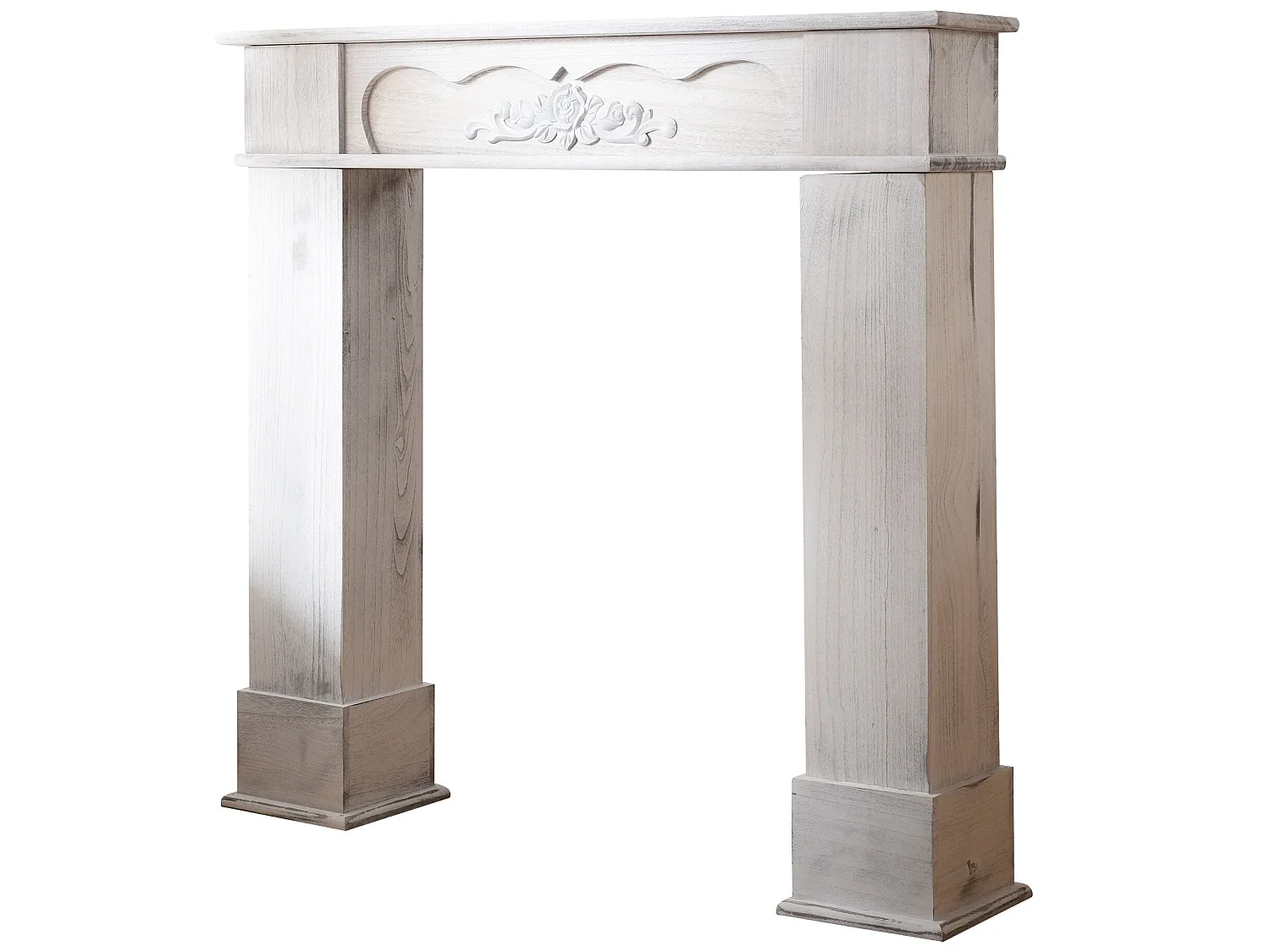 Cornice Decorativa Caminetto Legno Bianco Classico 99x104x21