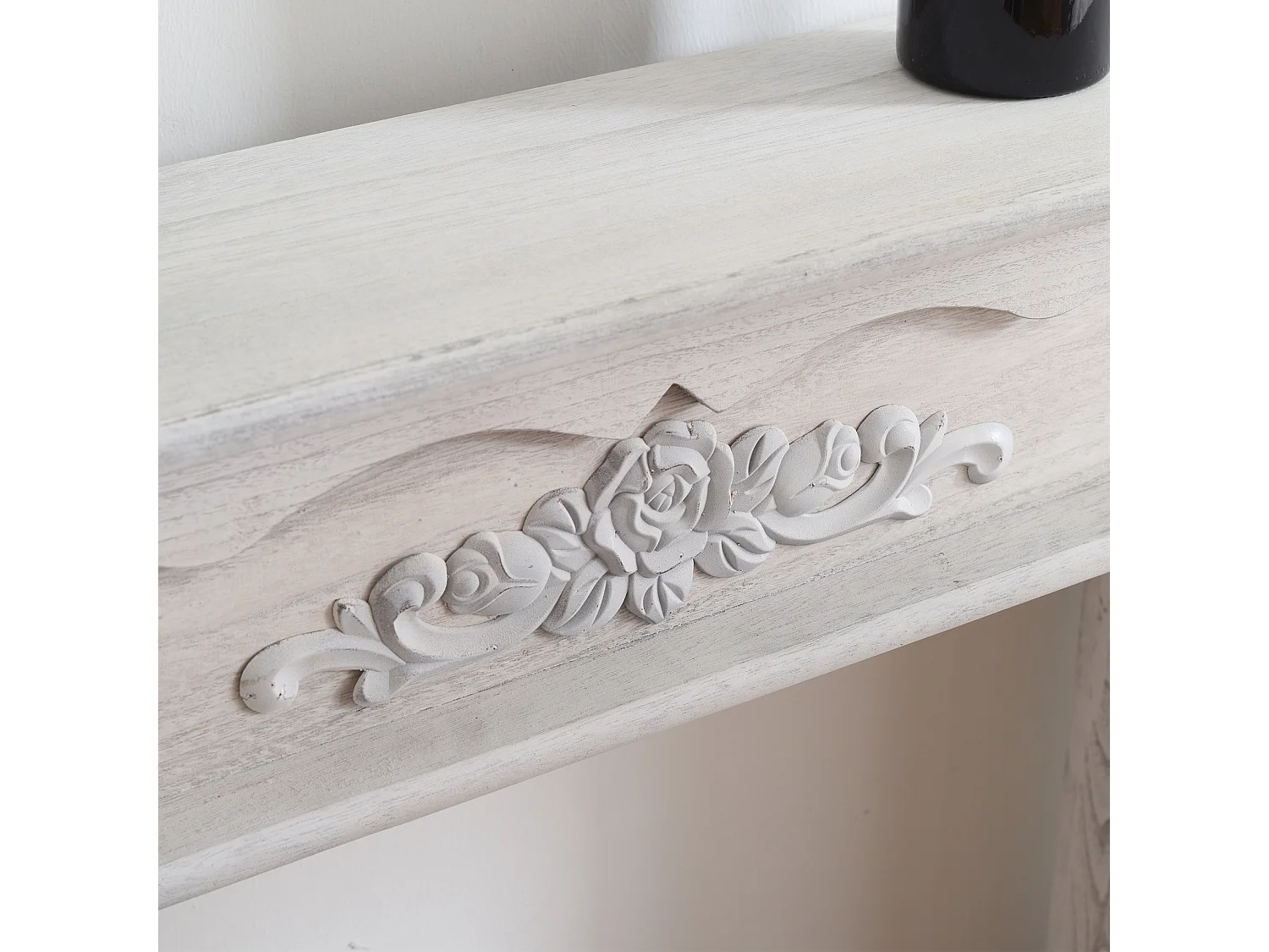Cornice Decorativa Caminetto Legno Bianco Classico 99x104x21