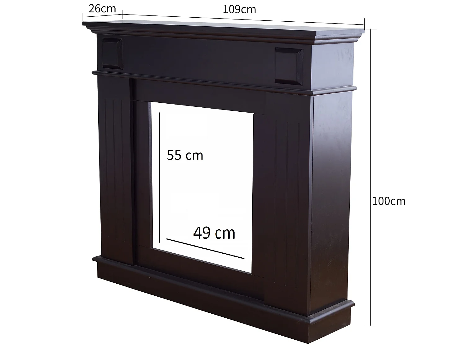 Cadre Decoratif Cheminée Decorative Bois Noir 100x109x26