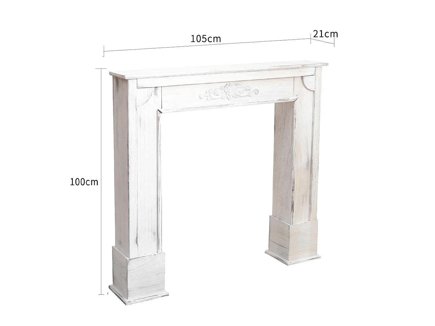 Decoração de Lareira de Madeira Cinzenta Shabby 100x105x21