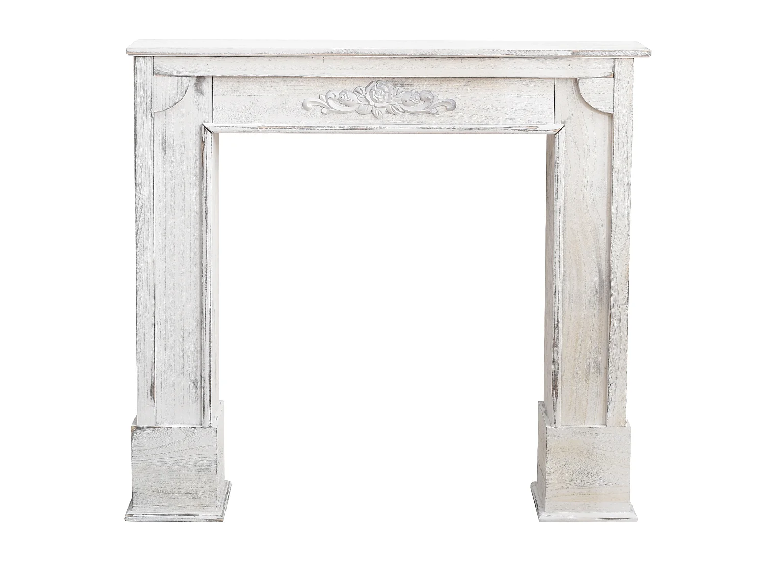 Rebecca Mobili Kaminumrandung Kaminkonsole Dekor Holz Grau Shabby 100x105x21