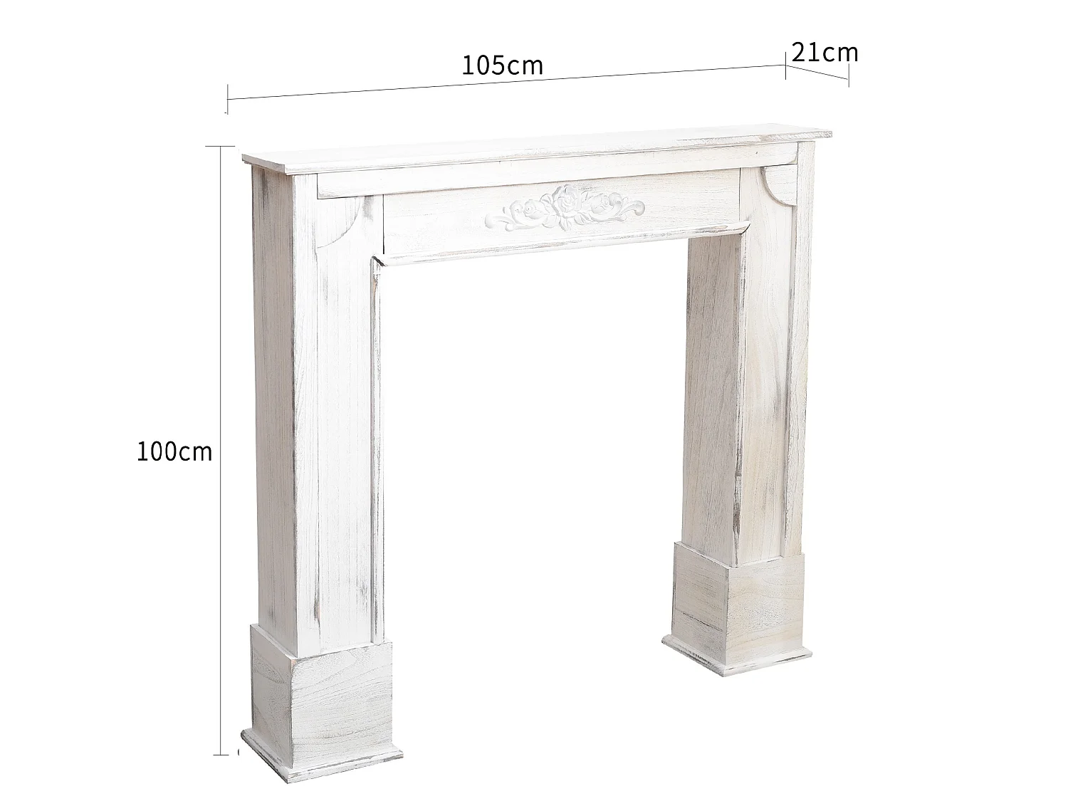 Rebecca Mobili Kaminumrandung Kaminkonsole Dekor Holz Grau Shabby 100x105x21