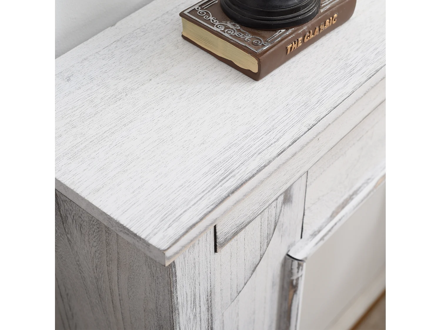 Rebecca Mobili Kaminumrandung Kaminkonsole Dekor Holz Grau Shabby 100x105x21