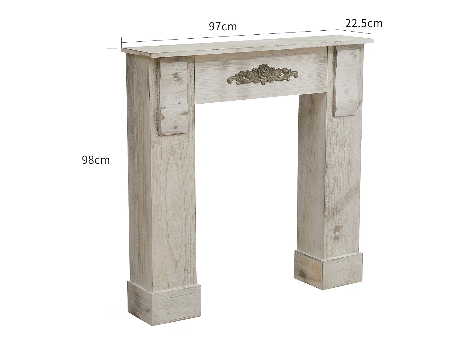 Cornice Decorativa Camino Legno Grigio Retro 98,5x96,5x22,5