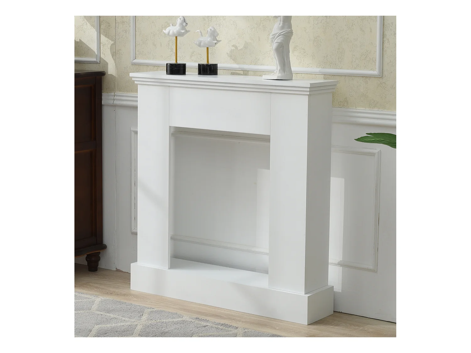 Cornice Decorativa Camino Legno Bianco Contemporaneo 98x92x23