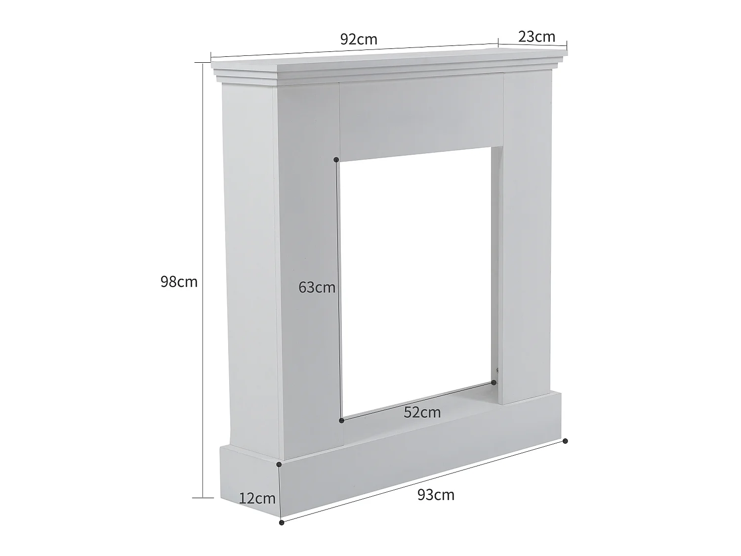 Cornice Decorativa Camino Legno Bianco Contemporaneo 98x92x23