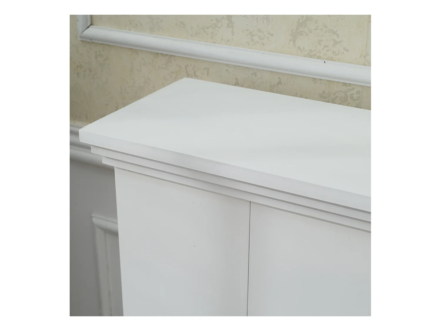 Cornice Decorativa Camino Legno Bianco Contemporaneo 98x92x23