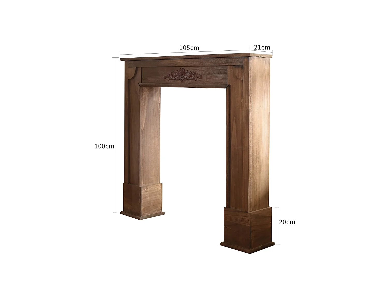 Decorazione Camino Caminetto Legno Marrone Shabby 100x105x21