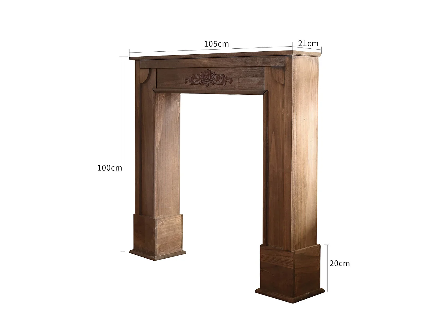 Decorazione Camino Caminetto Legno Marrone Shabby 100x105x21