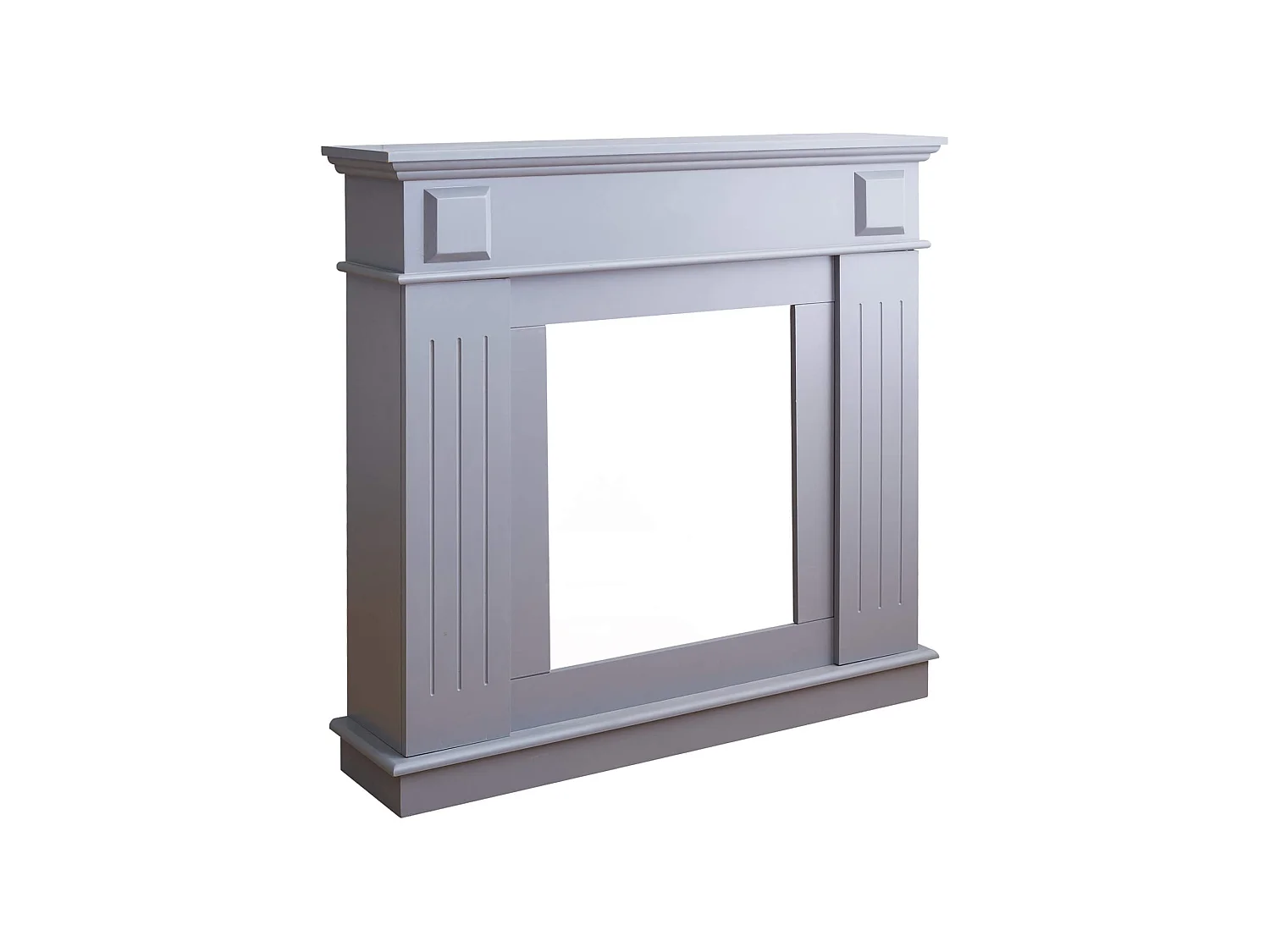 Cornice Camino Finto Caminetto Mdf Moderno Grigio 100x109x26