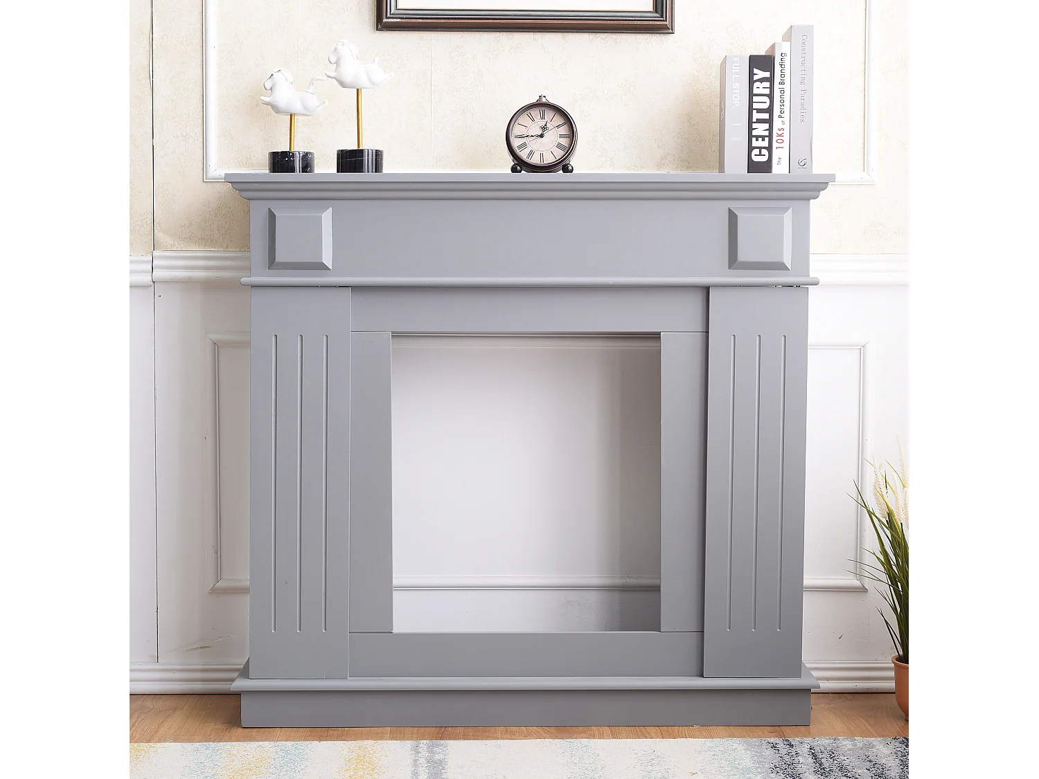 Cadre Décorative Cheminée Décoration Mdf Gris 100x109x26