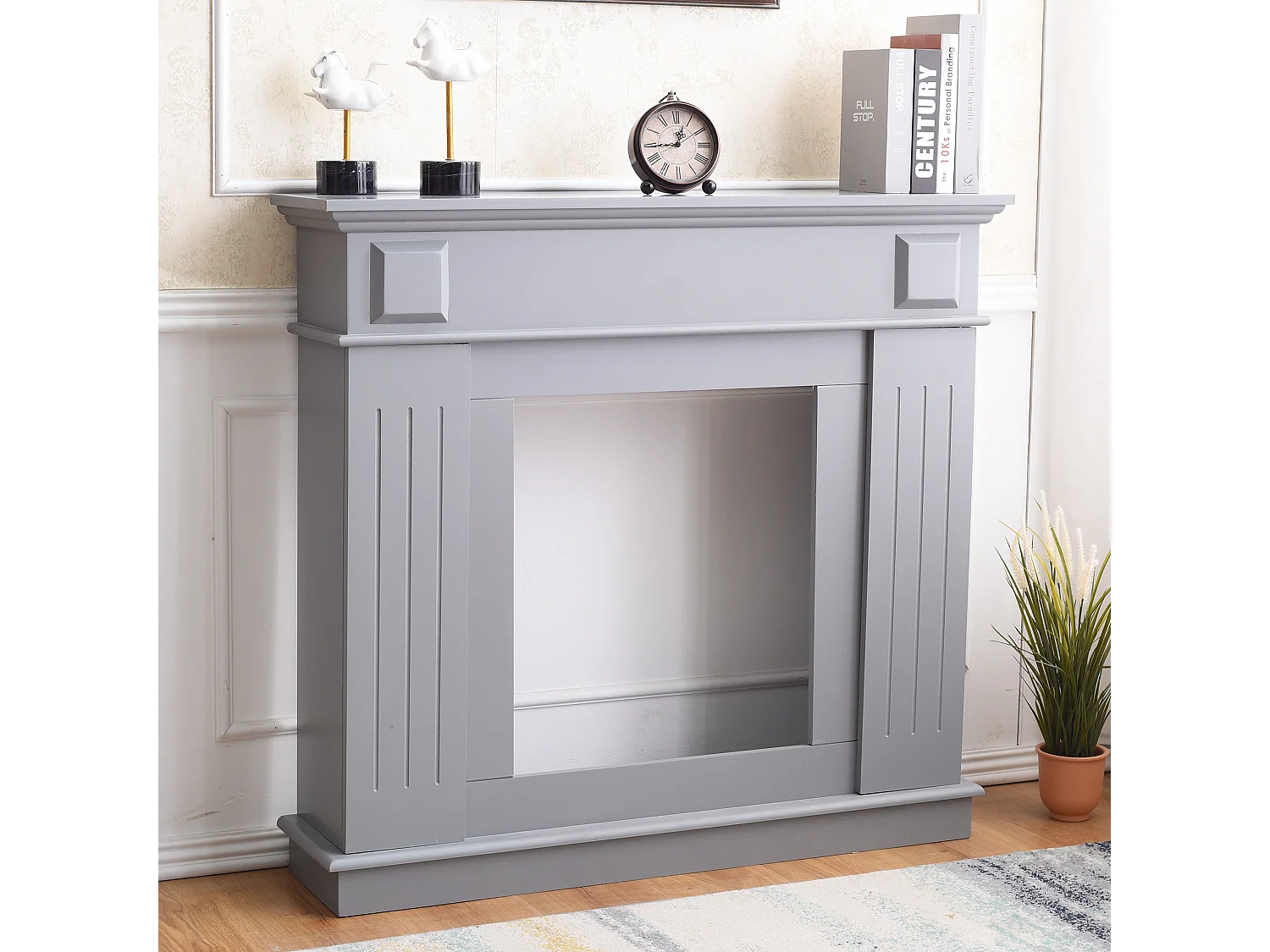 Cadre Décorative Cheminée Décoration Mdf Gris 100x109x26