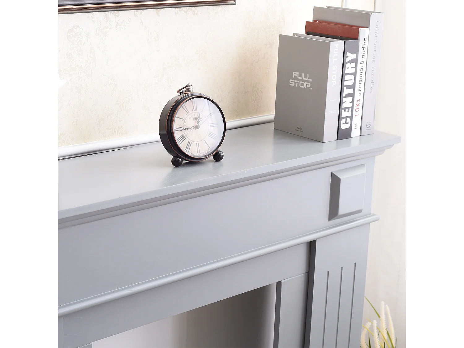 Cadre Décorative Cheminée Décoration Mdf Gris 100x109x26