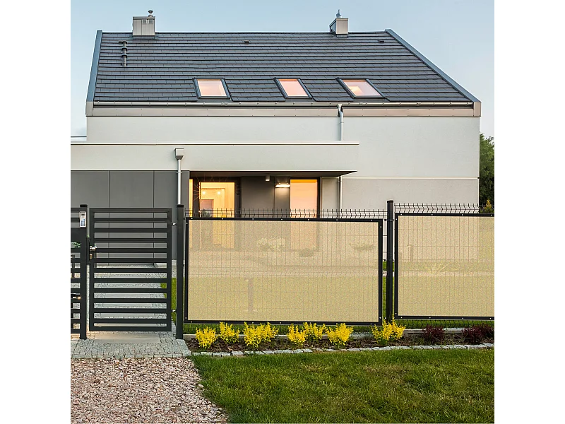 Rideau de balcon déflecteur de vent en polyéthylène beige 95% d'ombre