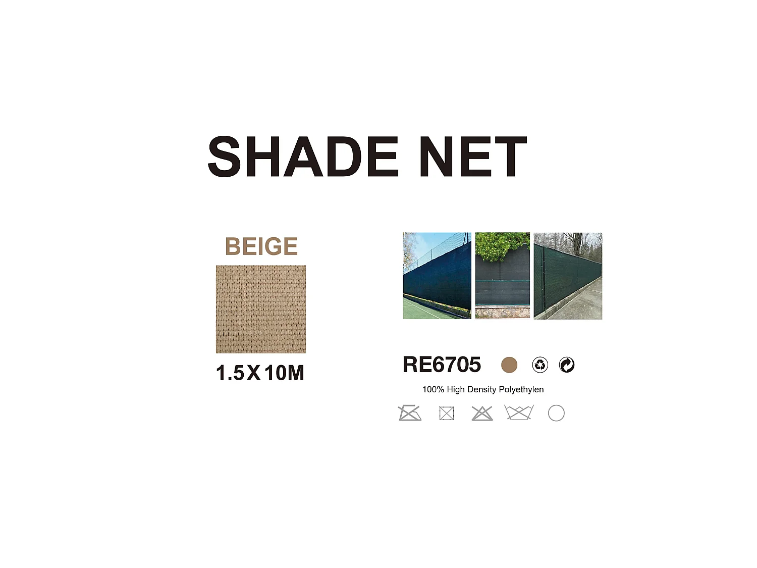 Rideau de balcon déflecteur de vent en polyéthylène beige 95% d'ombre