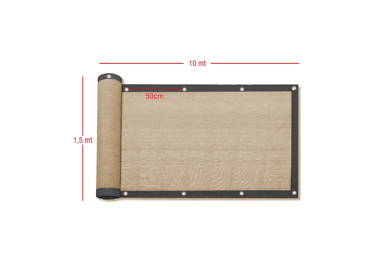 Rideau de balcon déflecteur de vent en polyéthylène beige 95% d'ombre