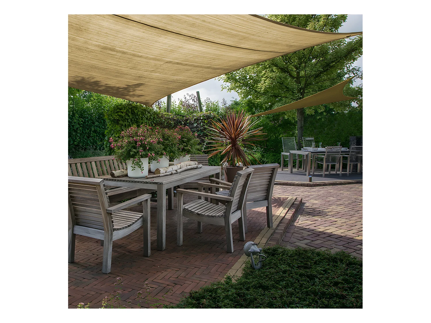 Tenda A Vela Triangolare Parasole Beige Polietilene Anti UV 3x3x3