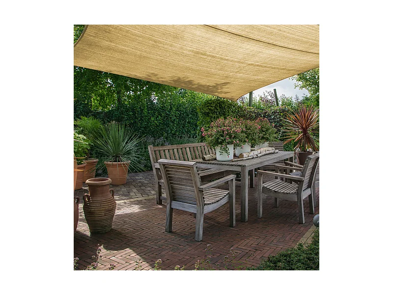 Parasol Voile d'Ombrage Carré Beige Polyéthylène Outdoor 3,6x3,6