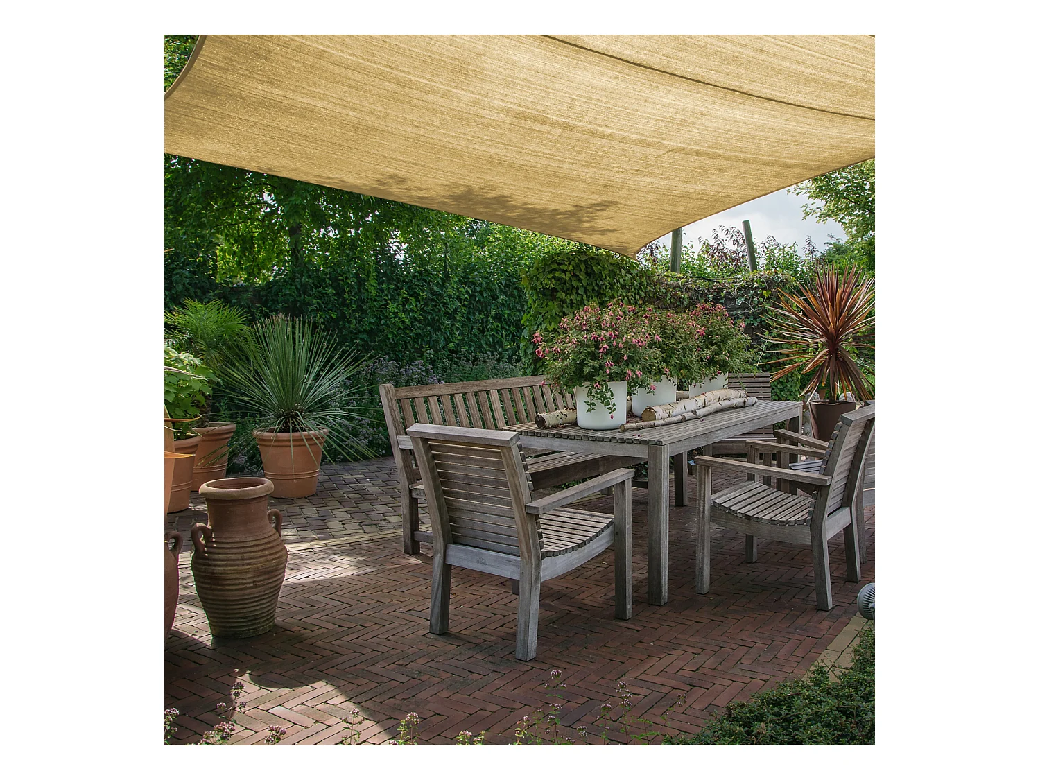 Tenda Parasole Vela Rettangolare Beige Polietilene Anti UV 3x4
