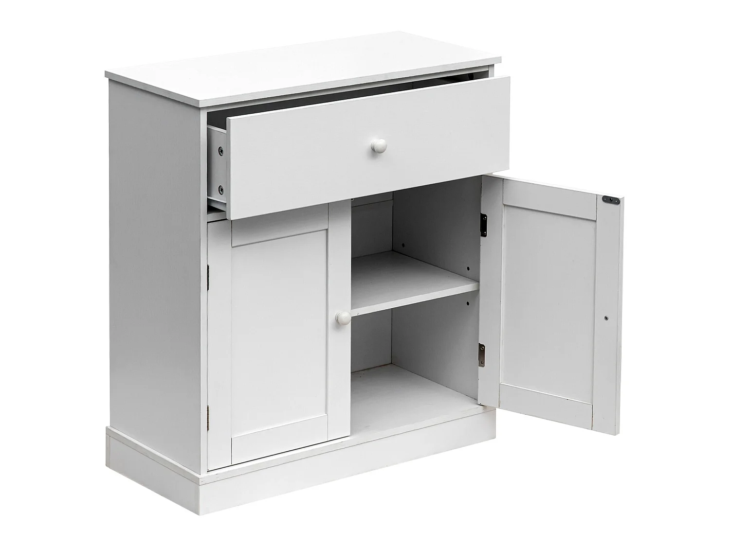 Armoire Meuble de salle de bains avec Tiroir 2 Portes en bois Blanc