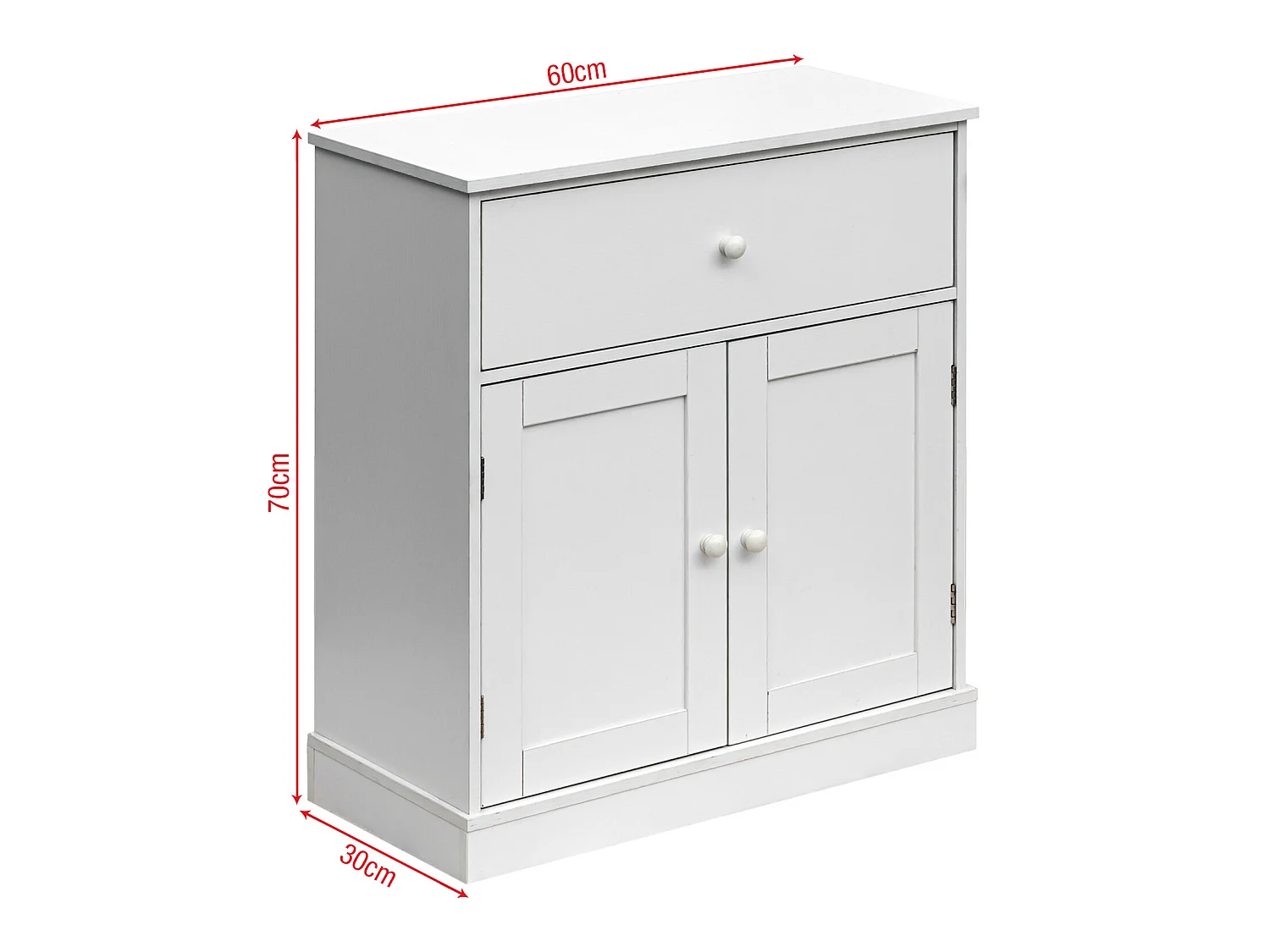Armoire Meuble de salle de bains avec Tiroir 2 Portes en bois Blanc