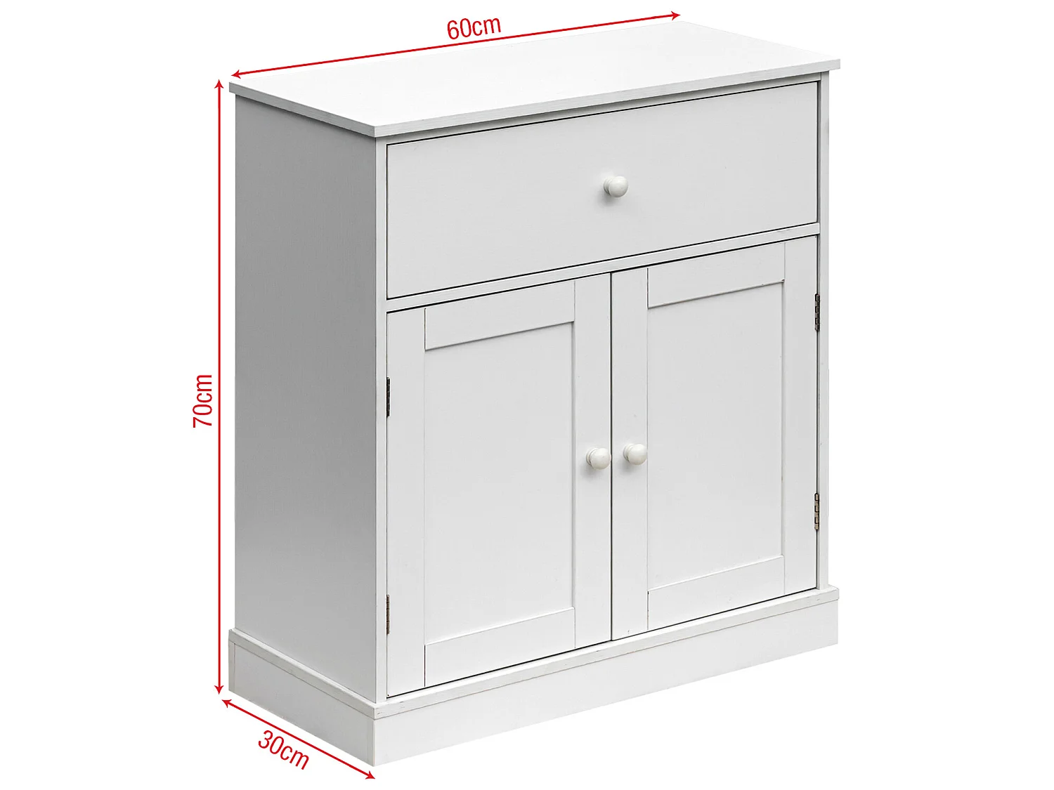 Armoire Meuble de salle de bains avec Tiroir 2 Portes en bois Blanc