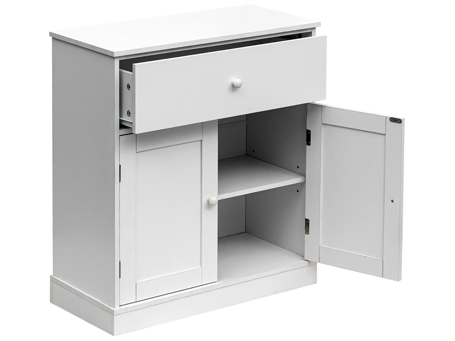 Armoire Meuble de salle de bains avec Tiroir 2 Portes en bois Blanc