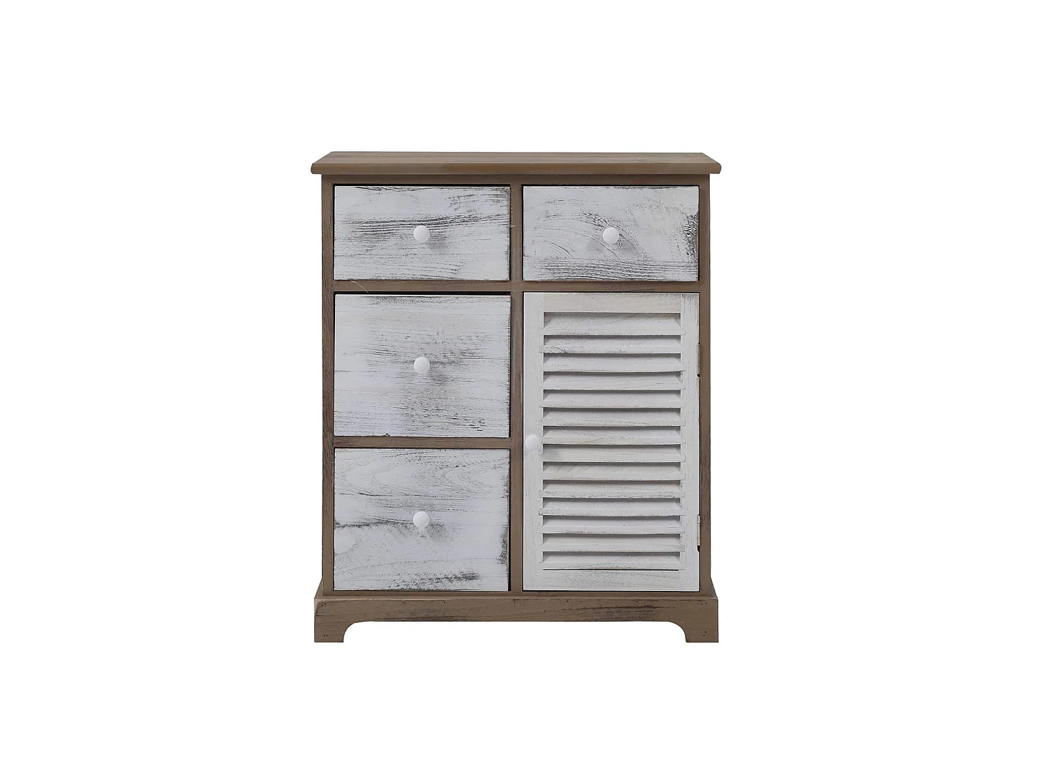 Armadietto Mobile Bianco Grigio 4 Cassetti 1 Anta Legno 70x60x30